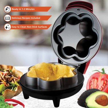 Brentwood® TS-257R 10-In. Electric Tortilla Taco Bowl Maker, Red