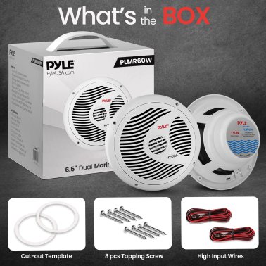 Pyle® Hydra Series 75-Watt-Continuous-Power 2-Way Marine Speakers, White, 2 Count