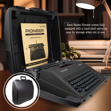 Nadex Coins™ Pioneer Manual Typewriter with Durable Travel Case (Black)