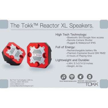 Tokk™ REACTOR XL 8-Watt-RMS Bluetooth® Rechargeable Speakers with Microphone