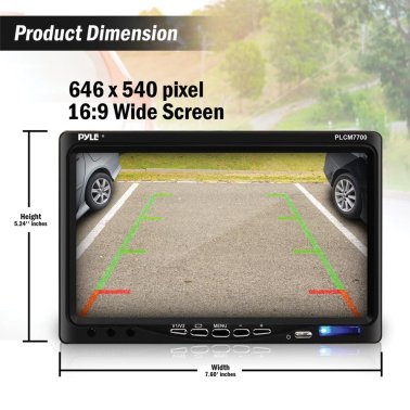 Pyle® Car Backup System with 7-Inch Monitor and Bracket-Mount Backup Camera with Distance Scale Line