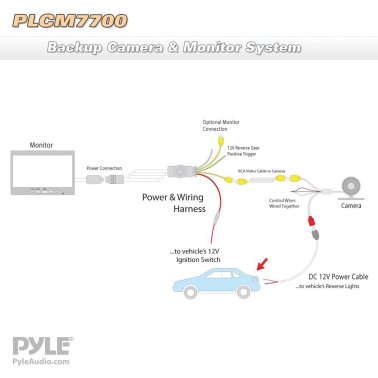 Pyle® Car Backup System with 7-Inch Monitor and Bracket-Mount Backup Camera with Distance Scale Line