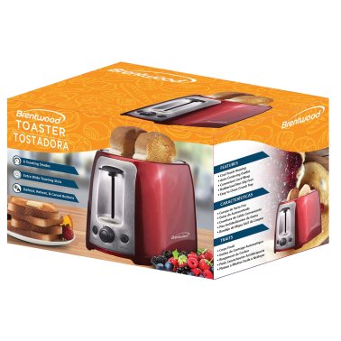 Brentwood® 2-Slice Cool-Touch Toaster with Extra-Wide Slots (Red)