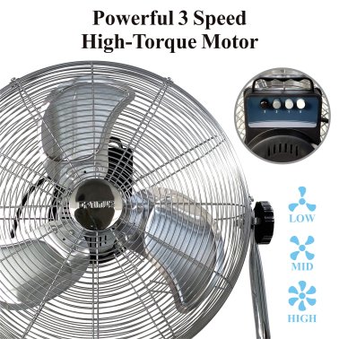 Optimus F-4202 3-Speed 120-Watt 20-In. Industrial-Grade High-Velocity Floor Fan