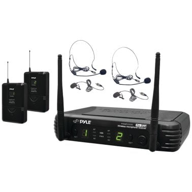 Pyle® Premier Series Professional UHF Wireless Microphone System with 2 Body Packs, 2 Lavaliers, and 2 Headsets