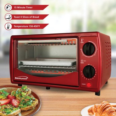 Brentwood® 4-Slice Toaster Oven (Red)