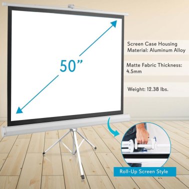 Pyle® Floor-Standing Portable Tripod Manual Projector Screen (50 In.)