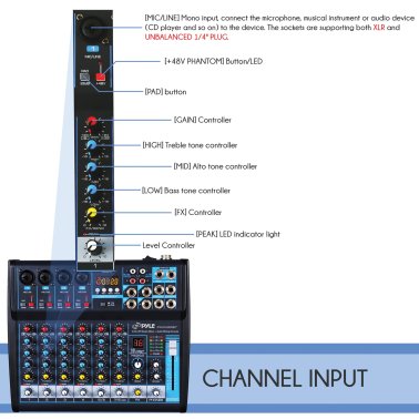 Pyle® 8-Channel Bluetooth® Pro Audio DJ Sound Mixer