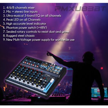 Pyle® 8-Channel Bluetooth® Pro Audio DJ Sound Mixer