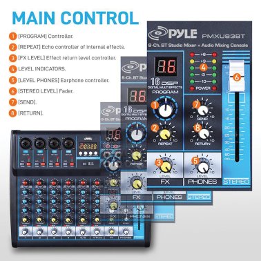 Pyle® 8-Channel Bluetooth® Pro Audio DJ Sound Mixer