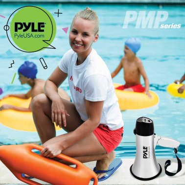 Pyle® Battery-Operated Compact and Portable Megaphone Speaker with Siren Alarm Mode (Silver)