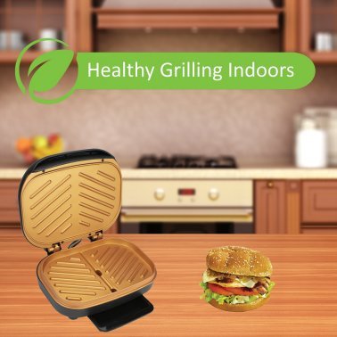 Brentwood® 2-Serving Nonstick 750-Watt Indoor Electric Copper Grill and Panini Press