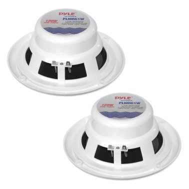 Pyle® Hydra Series 6.5-In., 120-Watt 2-Way Marine Speakers, White 2 Pack