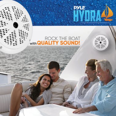 Pyle® Hydra Series 6.5-In., 120-Watt 2-Way Marine Speakers, White 2 Pack