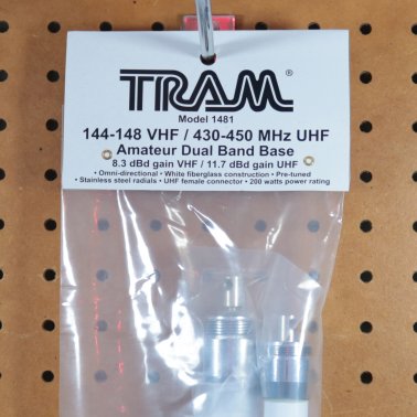 Tram® 200-Watt Dual-Band 3-Section Fiberglass Base Antenna with 50-Ohm UHF SO-239 Connector, 17-Ft. Tall (White)