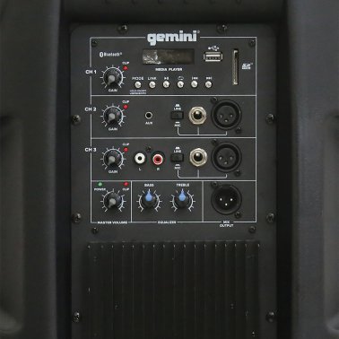 Gemini® AS Series Bluetooth® Portable PA Speaker with 3 Input Channels, Media Player, and FM Radio, Black, AS-2115BT