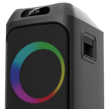 Gemini® Portable Bluetooth® TWS Speaker with LED Party Lighting and Wired Microphone, Black, GHK-2800