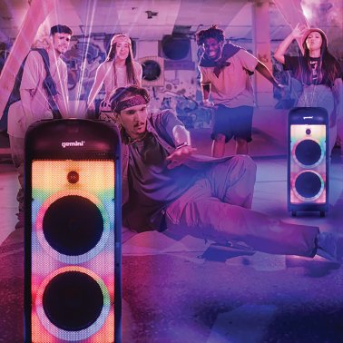 Gemini® GPLT Series 360° Portable Bluetooth® True Wireless Speaker System with LED Lights, Microphone, and Remote, Black, GPLT-360