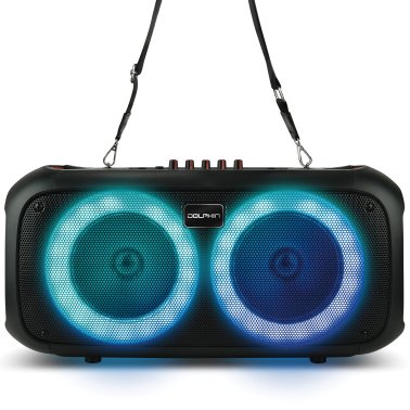 Dolphin® Audio SP-2600RBT Portable 2,000-Watt-Peak-Power Bluetooth® Party Speaker® with Lights, Microphone, and Shoulder Strap