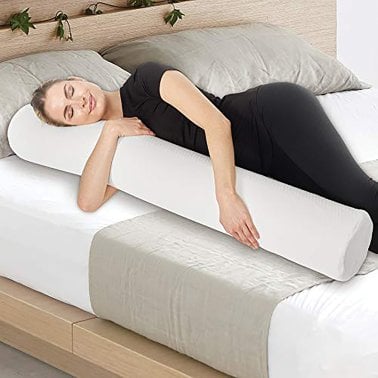 AllSett Health® Ergonomic Memory Foam XXL Cylinder Bolster Body Pillow with Removable Washable Cover