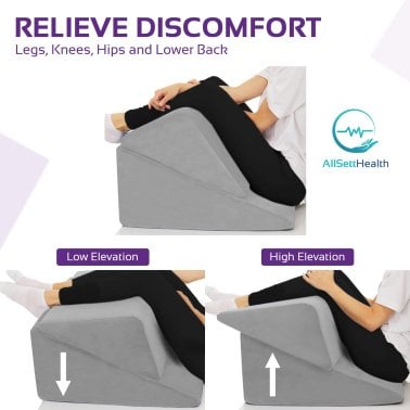 AllSett Health® Bed Wedge Memory Foam Incline Pillow (Gray)