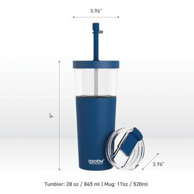 ASOBU® Marina See-Through Triton™ Tumbler with Flexible Straw (Blue)