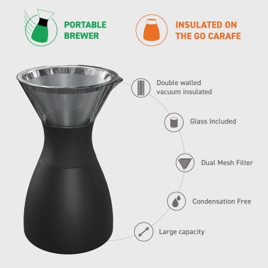 ASOBU® Insulated Pour-over Coffee Maker with Removable Carafe, 34-Oz. (Bronze)