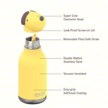 ASOBU® 16-Oz. Bestie Bottle Insulated Stainless Steel Water Bottle with Reusable Flexi Straw (Dog)