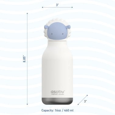 ASOBU® 16-Oz. Bestie Bottle Insulated Stainless Steel Water Bottle with Reusable Flexi Straw (Sheep)