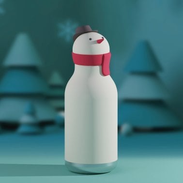 ASOBU® 16-Oz. Bestie Bottle Insulated Stainless Steel Water Bottle with Reusable Flexi Straw (Snowman)