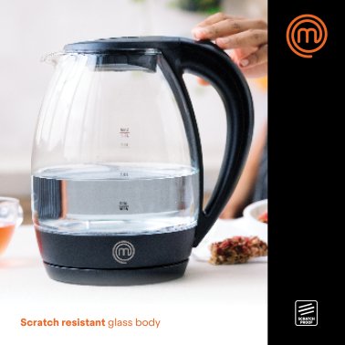 MasterChef® 1.8-Qt. 1,200-Watt Glass Black Kettle