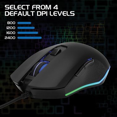 ENHANCE Infiltrate™ Blackout Corded Computer Gaming Mouse, 6 Buttons, Black