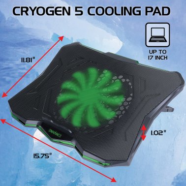 ENHANCE Cryogen™ 5 Laptop Cooling Pad, Green