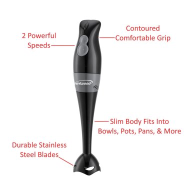 Brentwood® 2-Speed 200-Watt Hand Blender (Black)