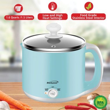 Brentwood® 1.6-Qt. 600-Watt Stainless Steel Electric Hot Pot Cooker and Food Steamer