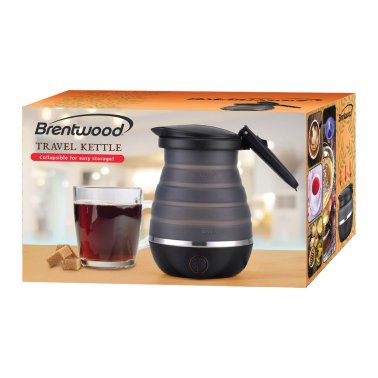 Brentwood® .85-Quart Dual-Voltage Collapsible Travel Kettle (Black)