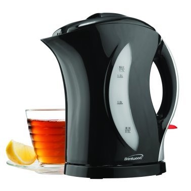 Brentwood® 1,500-Watt 1.8-Qt. 7-Cup Cordless Plastic Tea Kettle, Auto Shut-off (Black)