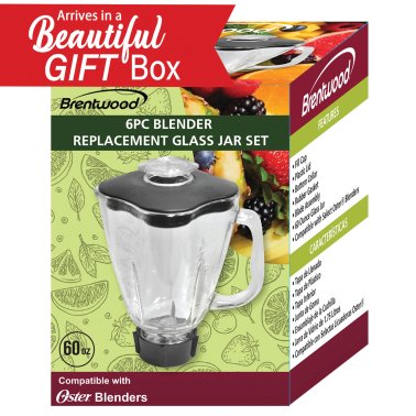 Brentwood® 60-Oz. Blender Glass Jar Replacement 6-Piece Set for Oster® Blender P-OST723