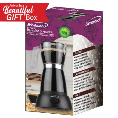 Brentwood® 6-Cup Electric Moka Pot Espresso Machine (Black)