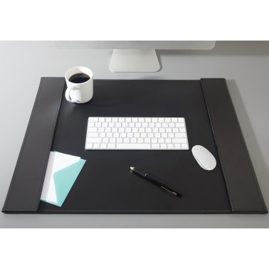 Artistic™ Leatherette Desk Pad with Fold-out Gray Side Rails for Professionals, 24-In. x 19-In., Black