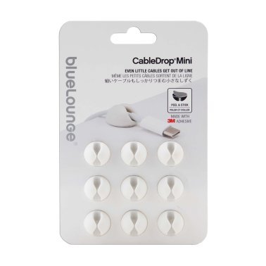 Bluelounge® CableDrop® Mini Multipurpose Cable Clips, 9 Count (White)