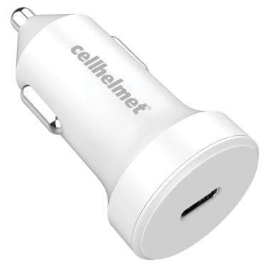 cellhelmet® 20-Watt Single-USB Power Delivery Car Charger with USB-C® to Lightning® Round Cable, 3 Feet