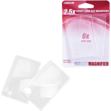 CARSON® Credit Card-Size Magnifier with 6x Spot Lens, 2 pk