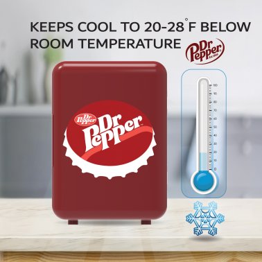 Dr. Pepper® 6-Can Portable Mini Fridge, MIS153DRP, Red