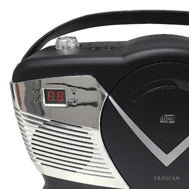 Proscan® Retro-Style CD/Radio Boom Box with Alarm Clock, PRCD212 (Black)