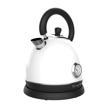 Frigidaire® 1,500-Watt 1.9-Qt. Retro Porcelain Electric Kettle with Temperature Gauge, Automatic Shutoff (White)