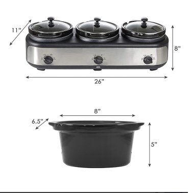 Frigidaire® 420-Watt Triple Slow Cooker and Buffet Server with Three 2.5-Quart Ceramic Pots