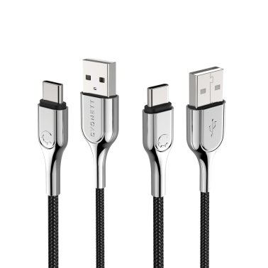 Cygnett® Charge and Sync Cable Armored 2.0 USB-C® to USB-A Cable, 3 Feet (Black)