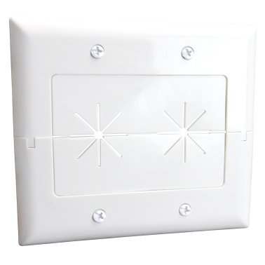 DataComm Electronics 2-Gang Split Plate with Flexible Opening (White)