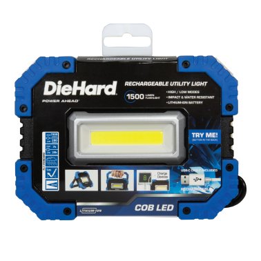 DieHard® 1,500-Lumen Water-Resistant COB LED Rechargeable Utility Work Light and Power Bank